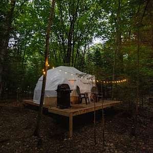 The back of the dome included little gardens, and a BBQ with a table and chairs to enjoy