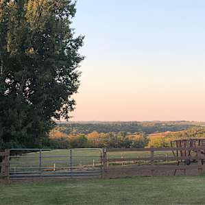 Sunset over the rolling hills.