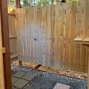 Cedar wood construction = aromatherapy shower!