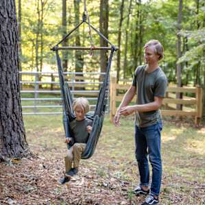 Swings are located around the property