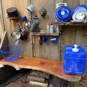 gorgeous camp kitchen outside the dome on the exterior. Fresh water and firewood were provided