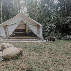 Outside the tent looking in