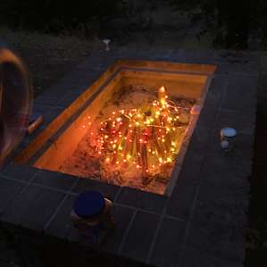 Campfire ban in effect, so we mad a faux campfire