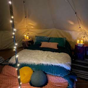 The fairy lights and remote controlled LED candles made it cozy after dark.