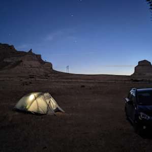 View of the bluff and the campsite