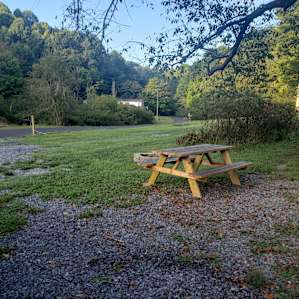 Picnic table with fire ring