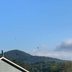 Hot air balloons in the morning.