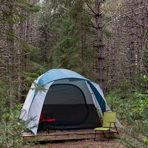 One of the tents they can provide on a platform with an air mattress and chairs to enjoy