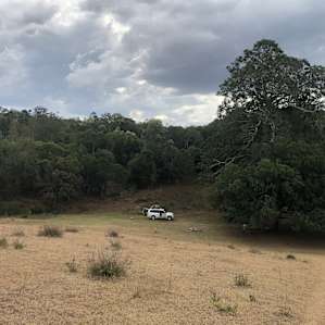 Looking down to tent site