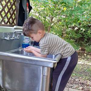 sink with hot and cold water