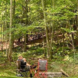 Coffee at the fire pit. Relaxing.