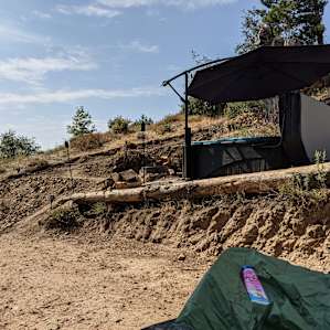 View of jacuzzi from tent.