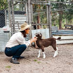 Camp Host and baby goat