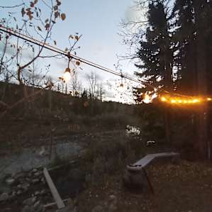 View from the fire put following the stream up the valley.