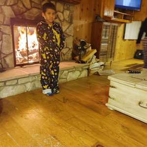 He loved a real fireplace and likes to dance