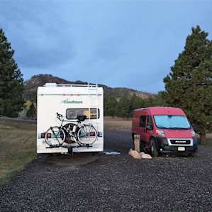 Nice level spot large enough for two campers traveling together