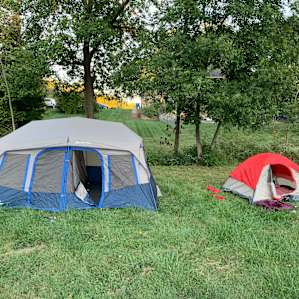 Found us a nice flat spot for the tents.