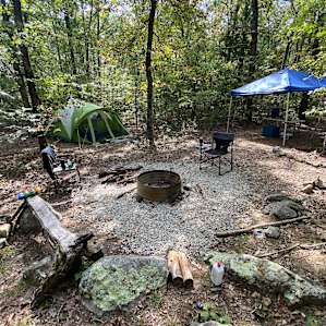 Lots of room. There is also a third level spot for a tent, all with wood chips covering.