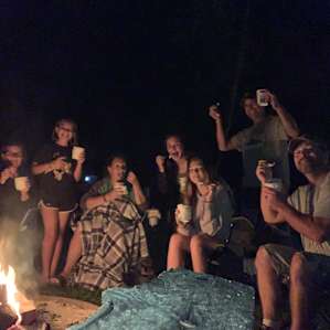Enjoying friendship and ice cream around the fire!