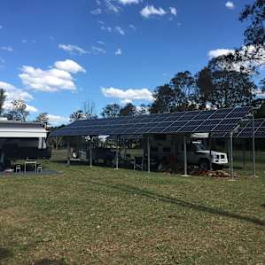 We camped between the solar stands which gave us a great awning.