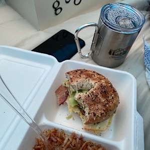 Since it rained out hot packed our lunches to go and it was so delicious