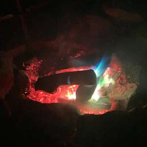 Enjoying the fire with a little color added!
