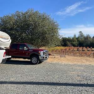Our campsite and part of the view of vineyard