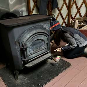 The large wood burning stove