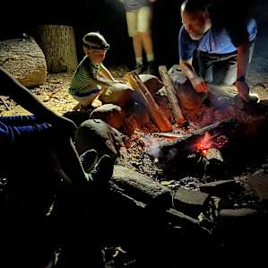 The kids roasted marshmallows at the communal fire ring