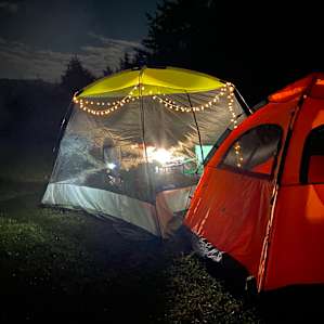 We moved the screen house tent closer to our tent because kids felt safer next to it while they did their hidden pictures activity