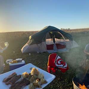 Steak and potatoes cooked over the fire 😋