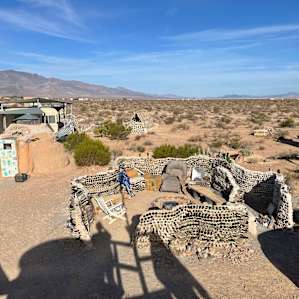 Fire pit area and bottle walls
