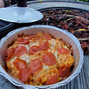 Pepperoni cheese fries from the on-site restaurant.