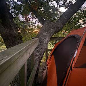 Tent on platform