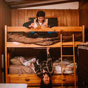 Playing cards in bunks!