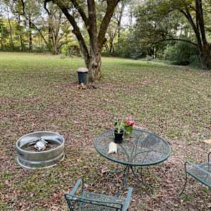 Owners provided table and chairs, fire ring and flowers