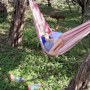 Private hammock next to the tent