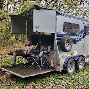 Brought our horse trailer along to use as our "camper". Was able to pull in to our campsite and unhitch without a problem.