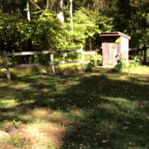 The outhouse, about a two minute walk from the cabin through the horse grazing fields and a campsite.