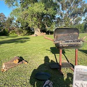 Fire and a view toward the river