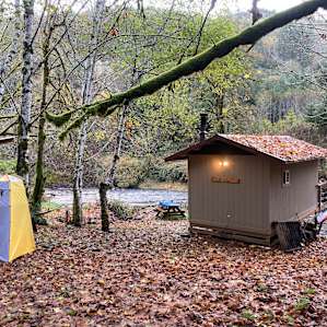 Cabin located right off Alsea Hwy overlooking the river