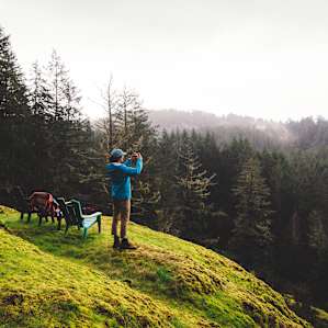 Catching the rainy views at the benches at the top of the property.