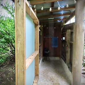 Wonderful outdoor hot shower.