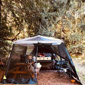 Great little private nook at site 12. Flat and level with a canopy above you!