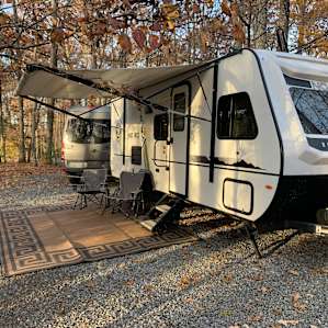 Perfectly level with tons of room for our 20’ tow behind and sprinter van.