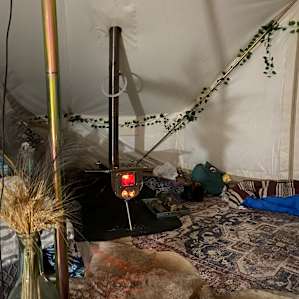 We love our little stove in the yurt.