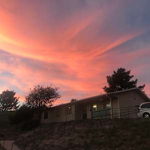 Sunset over the cabin