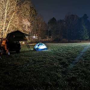 Set up at night.