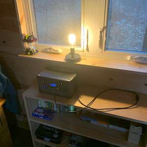 The Yeti 500 will run a couple lights Hans has provided and provide plenty of light. Recharge your phone or laptop. The solar panel connected will recharge it quickly after the sun comes out.