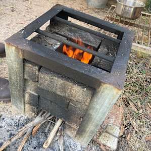The rocket stove was a fun novelty to experience... heating shower water.